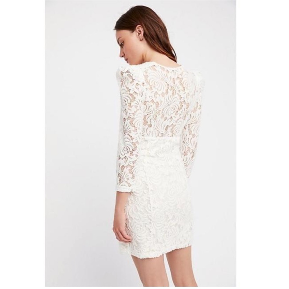 FREE PEOPLE  Long Sleeve Textured Lace Deep Dress - Picture 2 of 5